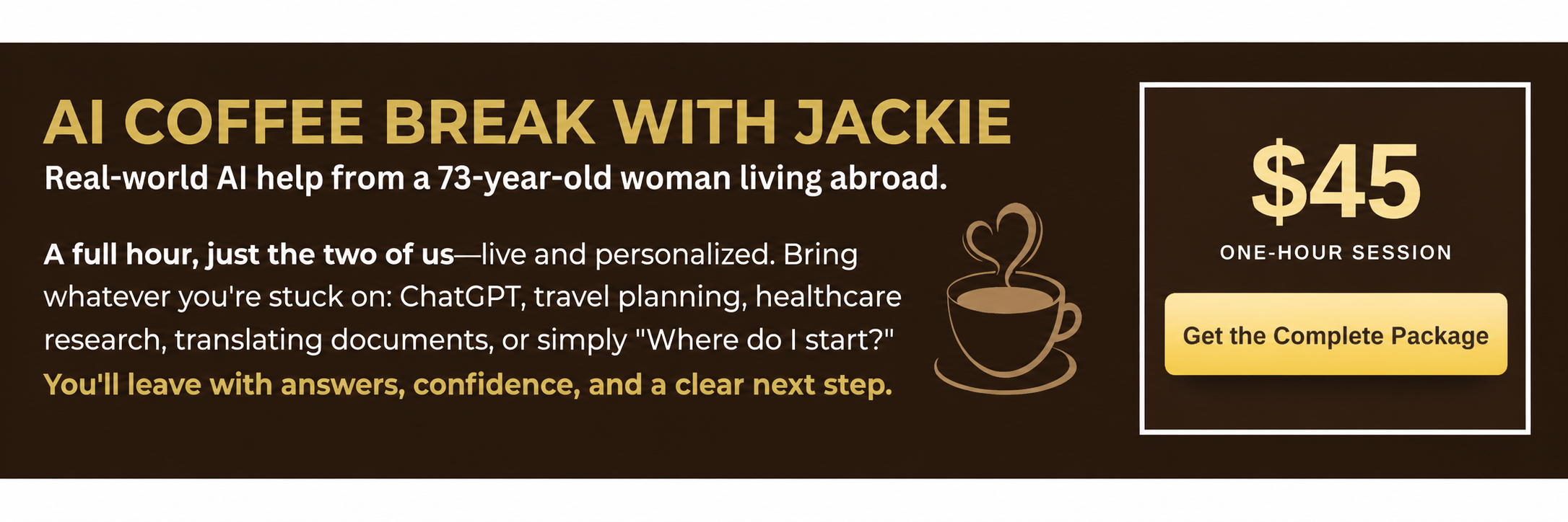 AI Coffee Break with Jackie — a private one-on-one session
